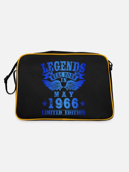 Legends were born in Mai 1966 Geburtstag - Retro Tasche - Schwarz/Gold - Hinten