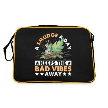 Smudge Sage Feather Spiritual Smudging - Retro Bag - black/gold - Back