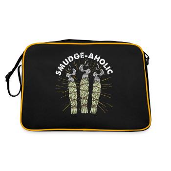 Smudge Sage Feather Spiritual Smudging - Retro Bag - black/gold - Back