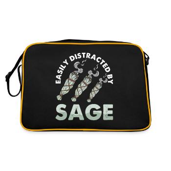 Smudge Sage Feather Spiritual Smudging - Retro Bag - black/gold - Back