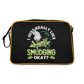 Smudge Sage Feather Spiritual Smudging - Retro Bag - black/gold - Back
