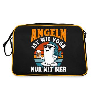 Funny Angler Saying Yes, I'm Talking to Fish - Retro Bag - black/gold - Back