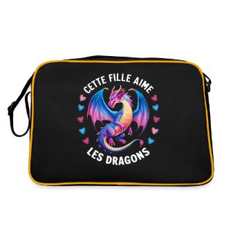 Juste une Fille qui Aime les Dragons Humour Dragon - Sac Retro - noir/or - Dos