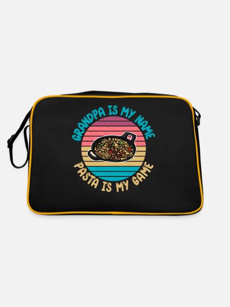 Pasta Lover Gifts - Retro Bag - black/gold - Back