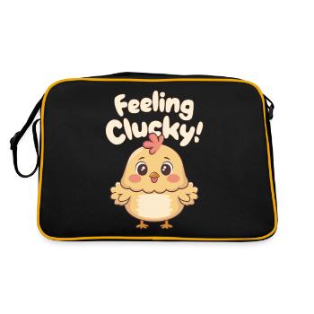 Feeling Clucky Cute Cartoon Chicken Design - Retro Bag - black/gold - Back