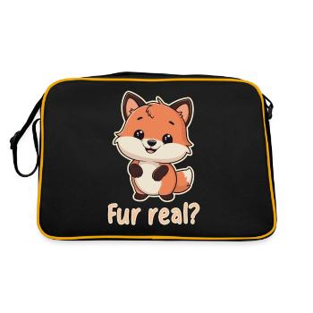 Fur Real? Cute Fox Illustration - Retro Bag - black/gold - Back