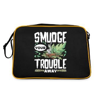 Smudge Sage Feather Spiritual Smudging - Retro Bag - black/gold - Back