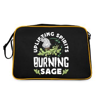 Smudge Sage Feather Spiritual Smudging - Retro Bag - black/gold - Back