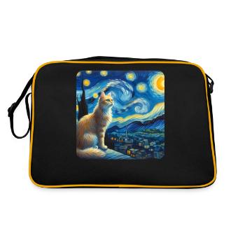 Katze Gemälde Kunst, Katzenbesitzer - Retro Tasche - Schwarz/Gold - Hinten