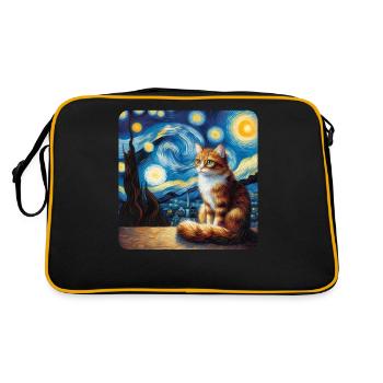 Katze Gemälde Kunst, Katzenbesitzer - Retro Tasche - Schwarz/Gold - Hinten