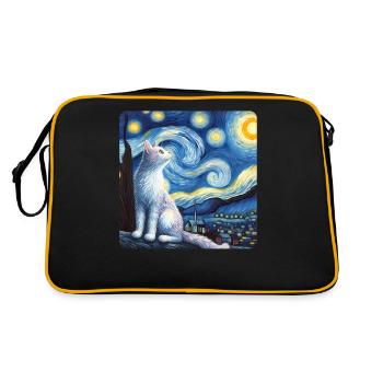 Katze Gemälde Kunst, Katzenbesitzer - Retro Tasche - Schwarz/Gold - Hinten
