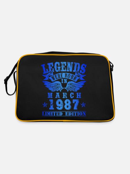 Legends were born in März 1987 Geburtstag - Retro Tasche - Schwarz/Gold - Hinten