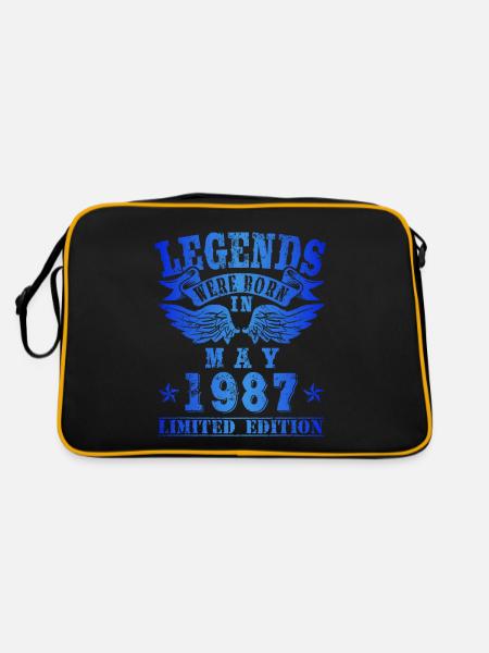 Legends were born in Mai 1987 Geburtstag - Retro Tasche - Schwarz/Gold - Hinten