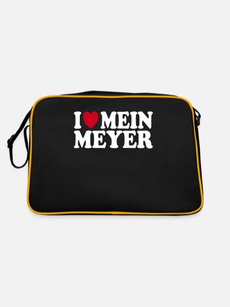 Ich liebe mein Meyer Spruch Familie Geschenkidee - Retro Tasche - Schwarz/Gold - Hinten