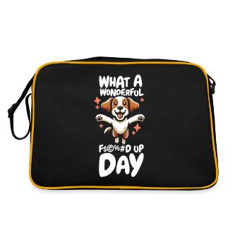 Brittany Spaniel Lustig Fucked Up Day - Retro Tasche - Schwarz/Gold - Hinten