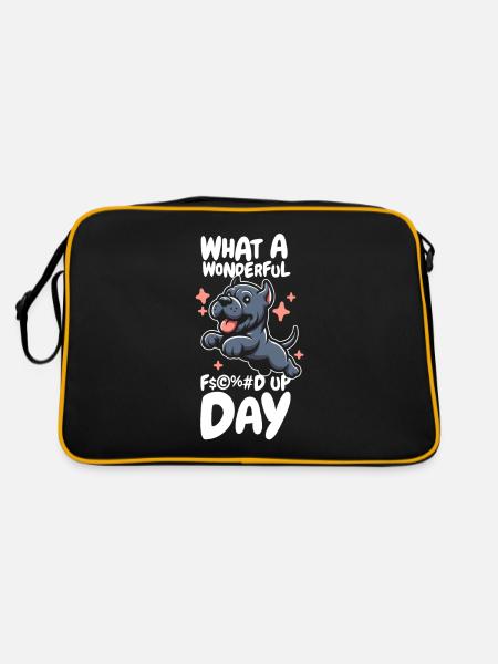 Cane Corso Drôle Jour de merde - Sac Retro - noir/or - Dos
