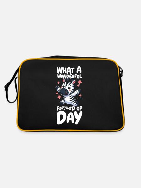 Zebra Funny Fucked Up Day - Retro Bag - black/gold - Back