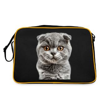 Schottische Faltohrkatze - Retro Tasche - Schwarz/Gold - Hinten