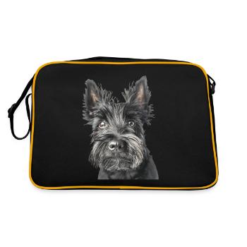 Scottish Terrier - Retro Tasche - Schwarz/Gold - Hinten