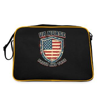 VA-Krankenschwester VA-Krankenschwester: Stolz und wahrhaftig - Retro Tasche - Schwarz/Gold - Hinten