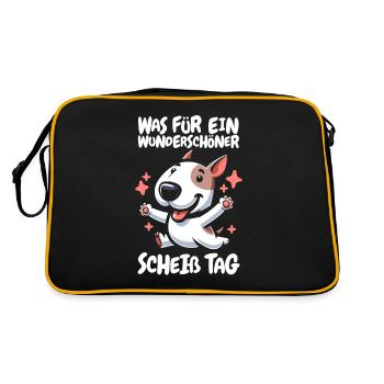 Bull Terrier Funny Please Keep Your Mouth Shut - Retro Bag - black/gold - Back
