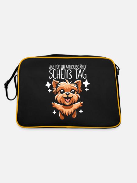 Yorkshire Terrier Lustig - Retro Tasche - Schwarz/Gold
