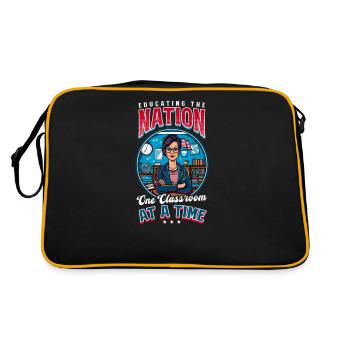 Patriotischer Lehrer, der die Nation im Klassenzimmer erzieht, A Tim - Retro Tasche - Schwarz/Gold - Hinten