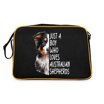 australischer Hirte - Retro Tasche - Schwarz/Gold - Hinten
