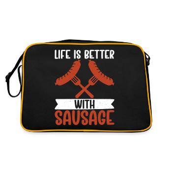 Sausage Lover - Retro Tasche - Schwarz/Gold - Hinten