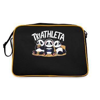 Panda Gamer Triathlon Essen und Spielen - Retro Tasche - Schwarz/Gold - Hinten