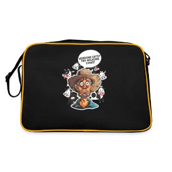 Dairy Farmer Herding Cats? Try Milking Cows! - Retro Bag - black/gold - Back