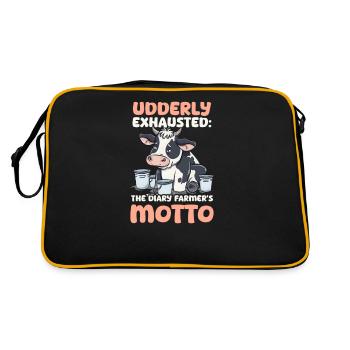 Dairy Farmer Udderly Exhausted: Dairy Farmer's Mot - Retro Bag - black/gold - Back