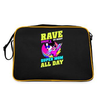 EDM Rave Mom Rave Queen by Night, Super Mom All Da - Sac Retro - noir/or - Dos