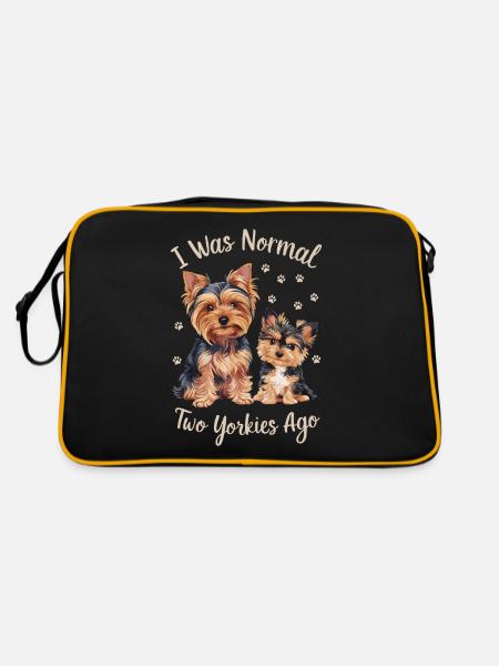 Ich War Normal Vor Zwei Yorkies - Retro Tasche - Schwarz/Gold - Hinten
