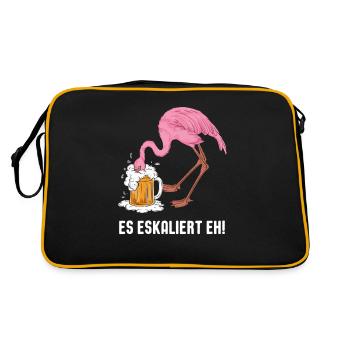 Karneval Festival Fasching Flamingo Kostüm - Retro Tasche - Schwarz/Gold - Hinten