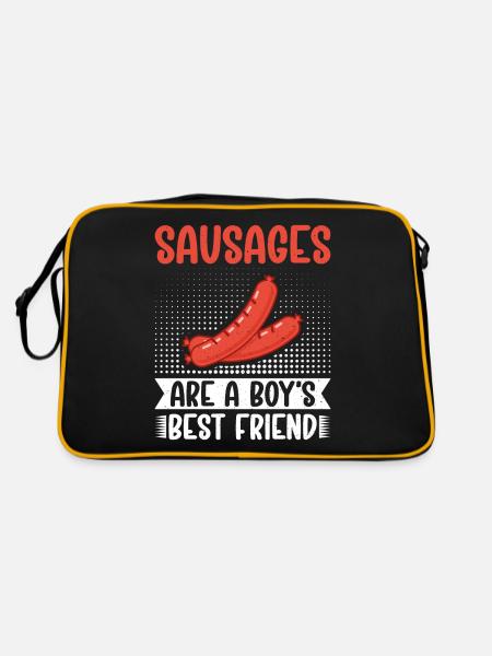Sausage Lover - Retro Tasche - Schwarz/Gold - Hinten