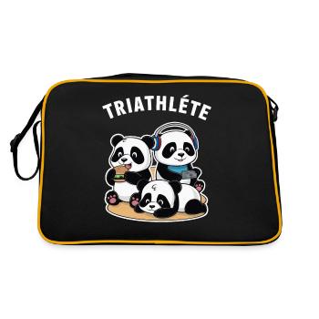 Triathlet Gaming Humor Panda Geek Geschenkidee - Retro Tasche - Schwarz/Gold - Hinten