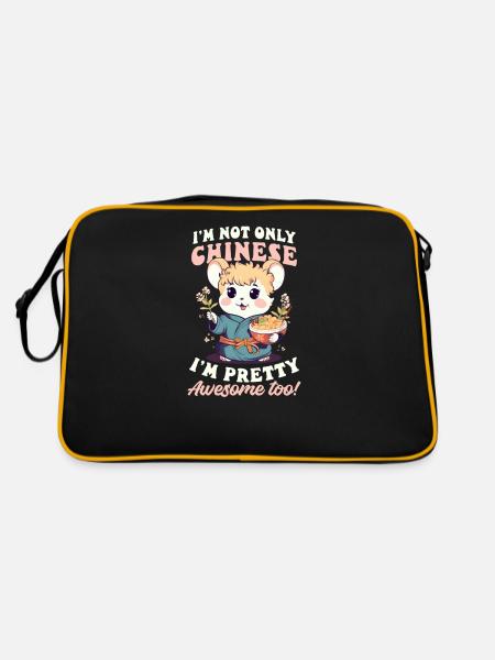 Chinesisch nicht nur chinesisch auch großartig - Retro Tasche - Schwarz/Gold - Hinten