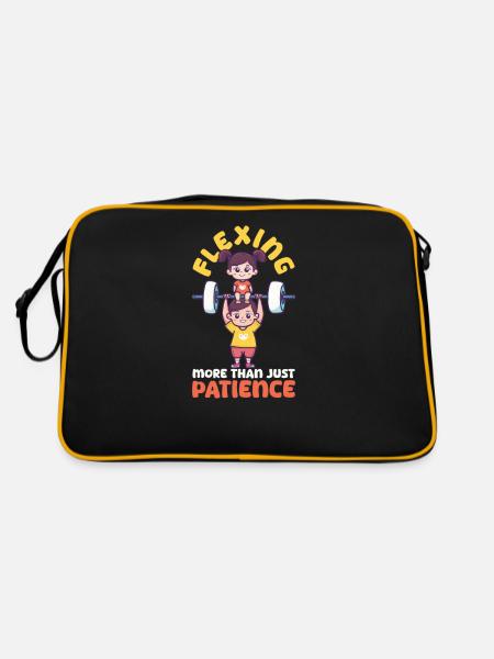 Bodybuilding Mama Flexing Mehr als nur Geduld - Retro Tasche - Schwarz/Gold - Hinten