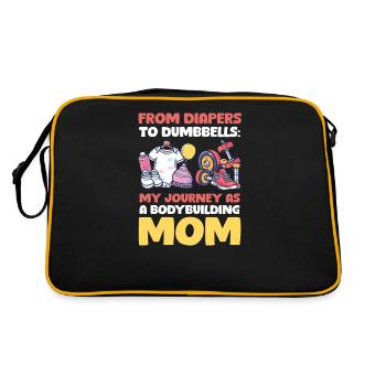 Bodybuilding-Mutter Von Windeln bis Hanteln - Retro Tasche - Schwarz/Gold - Hinten