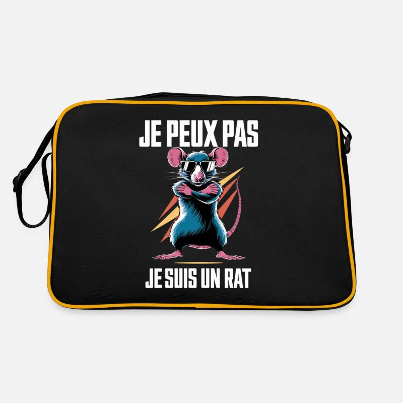 Ratten geiziger Humor Ich kann nicht Ich bin eine Ratte - Retro Tasche - Schwarz/Gold