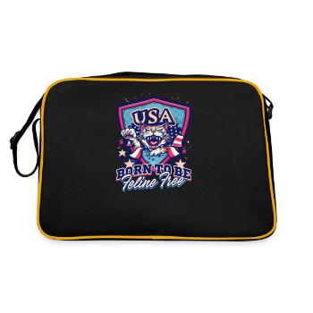 4 juillet Chat né pour être félin libre - Sac Retro - noir/or - Dos