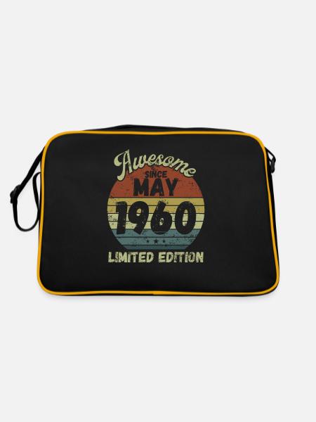 Awesome since May 1960 - Geburtstag - Retro Tasche - Schwarz/Gold - Hinten