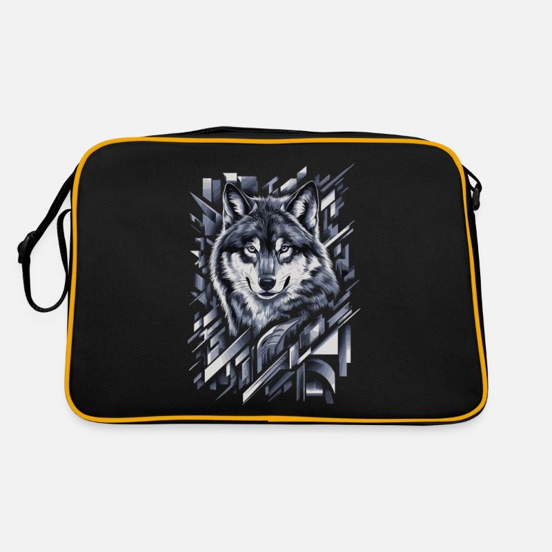 Wolf Artwork Geometric Shapes Retro Bag