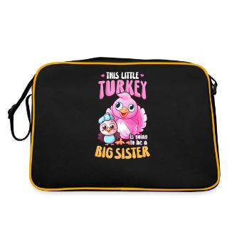Pregnancy Announcement Little Turkey Be Sister - Retro Bag - black/gold - Back