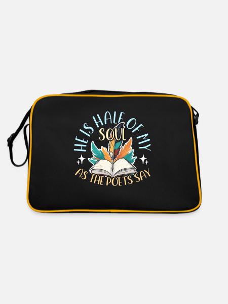 Amateur de poésie, il est la moitié de mon âme Écriture de poésie - Sac Retro - noir/or - Dos