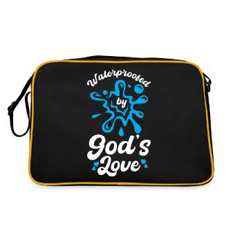 Getauft Durch Gottes Liebe Und Beschützt - Retro Tasche - Schwarz/Gold - Hinten