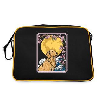 Golden Retriever Japon Cherry Blossom Lune - Sac Retro - noir/or - Dos