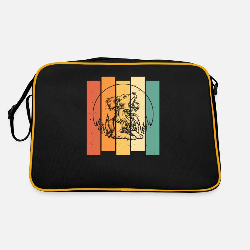 Brittany Spaniel Moon Howling Retro Tasche