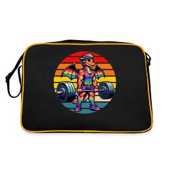 Strong Muscular Rainbow Dragon Lifting - Retro Bag - black/gold - Back
